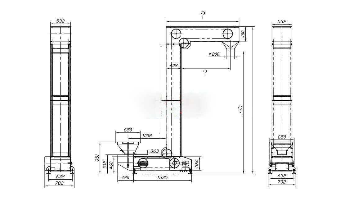 Z型斗式提升機工作原理結構圖